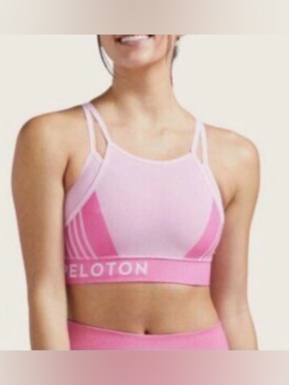 Peloton Light Pink Racerback Support Bra with Dark Pink Accents Size Small